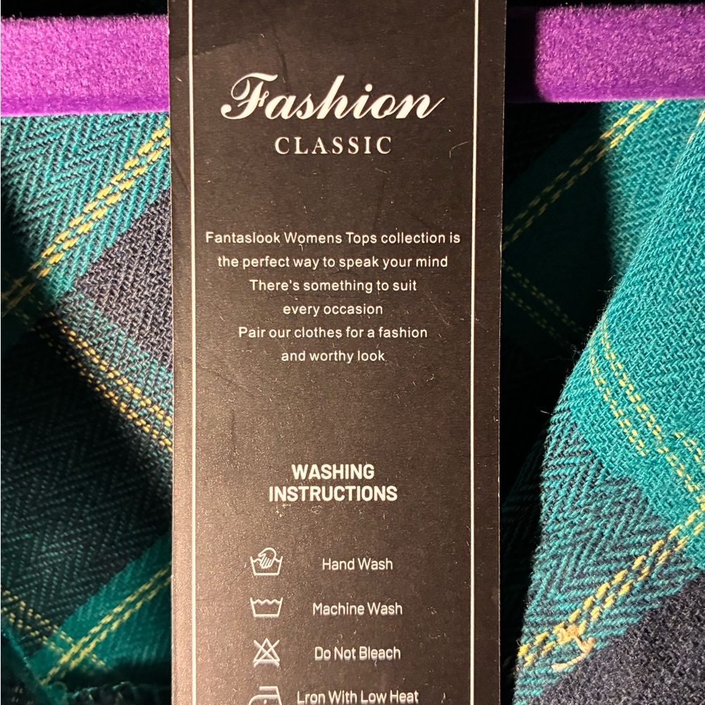 Teal and Black Plaid Button-Up Shirt - Picture 7 of 9